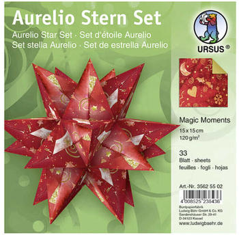 Ursus Aurelio Stern Set 120g/m² 15x15cm 33 Blatt Magic Moments rot