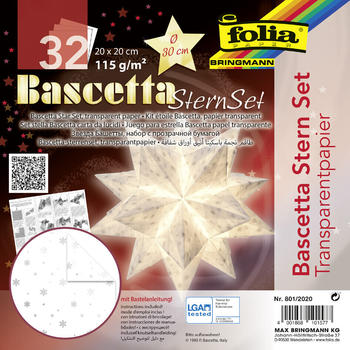 Folia Bascetta-SternSet Transparent (Motiv) weiß 20x20cm (801/2020)