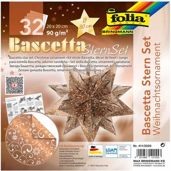 Folia Bascetta SternSet 20x20cm Weihnachtsornament kupfer/weiß (411/2020)