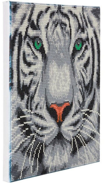 Craft Buddy Crystal Art Kit auf Holzrahmen-Leinwand Weißer Tiger 30 x 30 cm mehrfarbig (16370666)