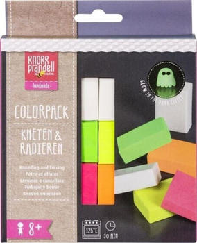 KnorrPrandell Colorpack Neon Kneten & Radieren nachtleuchtend, neongelb, neonorange, neongrün, neonpink