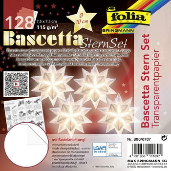 Folia Bascetta SternSet Transparentpapier 115g/m&sup2; 7,5x7,5cm 128 Blatt