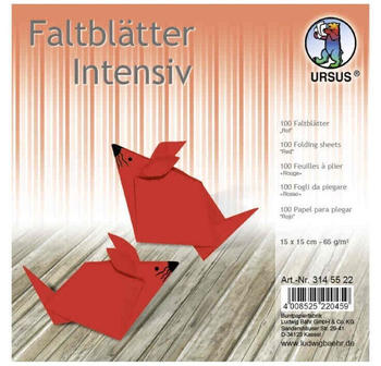 Ursus Faltblätter Intensiv Uni 65g 15x15cm 100 Blatt rot