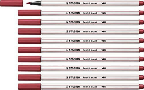 STABILO Pen 68 Brush 10er Pack dunkelrot