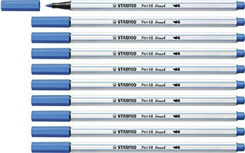 STABILO Pen 68 Brush 10er Pack dunkelblau
