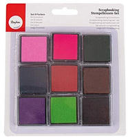 Rayher Stempelkissen Scrapbooking-Set 9 Farbt&ouml;ne 3,5 x 3,5 cm