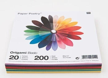 Rico Design Paper Poetry Origami Basic 15x15cm 20 Farben 200 Blatt