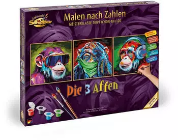 Schipper Malen nach Zahlen Meisterklasse Triptychon - Die 3 Affen