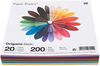 Rico Design Paper Poetry Origami Basic 10x10cm 20 Farben 200 Blatt
