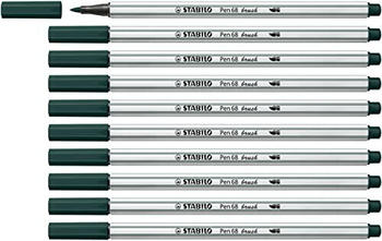 STABILO Pen 68 Brush 10er Pack grünerde