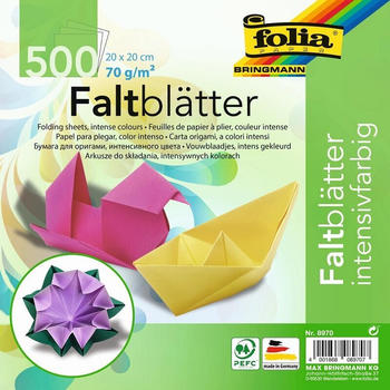 Folia Faltblätter 70g/m² 20x20cm 500 Blatt intensivfarbig 10 Farben