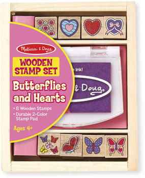 Melissa & Doug Wooden Stamp Set - Butterfly and Heart