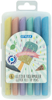 Stylex Glitzerfasermalstifte - pastell - 6 Stück