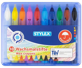 Stylex Wachsmalstifte - wasserfest - in Schiebehülse - 10 Stück