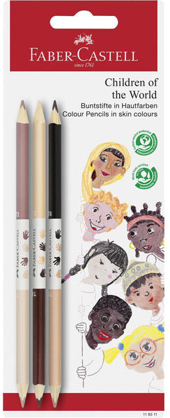 Matite Colorate Bicolori Faber-Castell 116511 Children Of The World | 6 Colori Della Pelle | Triangolari Ergo Per Bambini - 4