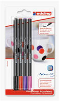 Edding Porzellanstifte 4200 Porzellanpinselstift, warm, 4 Farben, Pinselspitze 1-4