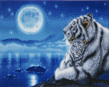 Crystal Art Lullaby White Tigers 40x50cm