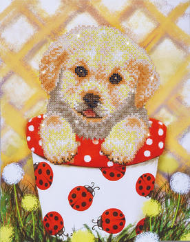 Diamond Dotz Original Diamond Painting - Pup in Pot 30 x 42 cm