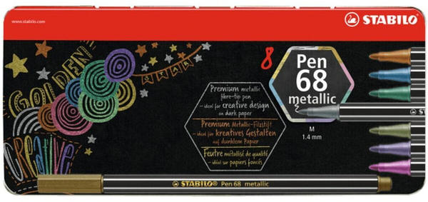 STABILO Pen 68 metallic 8er Metalletui mit Hängelasche 8 Metallic-Farben (6808/8-31)