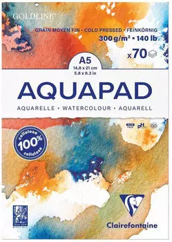 Clairefontaine Aquarellpapier Aquapad Block A5 300g/m² weiß geleimt 70 Blatt