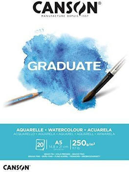 Canson Aquarellpapier Graduate Block A5 250 g/m² weiß geleimt 20 Blatt