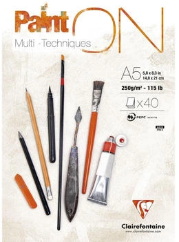 Clairefontaine Zeichenblock PaintON 96538C A5 250 g/m² geleimt weiß 40 Blatt