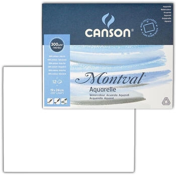 Canson Aquarellpapier Montval Block 19x24 cm 300 g/m² weiß geleimt 12 Blatt
