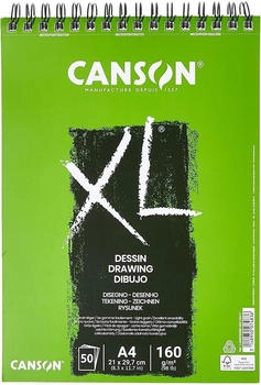 Canson Zeichenblock XL Dessin C400039088 A4 160 g/m² weiß Spiralbindung 50 Blatt