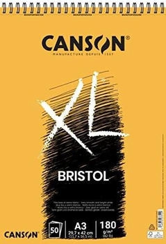 Canson Zeichenblock XL Bristol C31078A022 A3 180 g/m&sup2; wei&szlig; Spiralbindung 50 Blatt