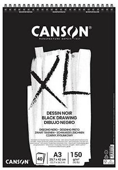 Canson Zeichenblock XL Dessin Noir C400039087 A3 150 g/m² schwarz Spiralbindung 40 Blatt