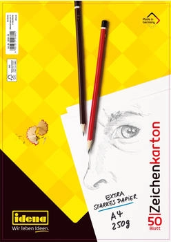 Idena Zeichenblock 10384 A4 250 g/m&sup2; wei&szlig; geleimt 50 Blatt