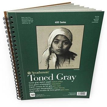 Strathmore Skizzenblock 400 Toned Gray 23 x 31 cm 118 g/m² grau Spiralbindung 50 Blatt