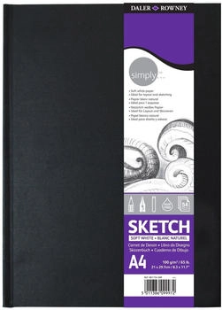 Daler Rowney Skizzenbuch 86650048 simply A4 hoch 100 g/m² weiß Fadenbindung 54 Blatt