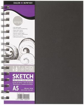 Daler Rowney Skizzenbuch 86650051 simply A5 hoch 100 g/m² weiß Spiralbindung 54 Blatt