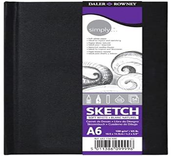 Daler Rowney Skizzenbuch 86650046 simply A6 hoch 100 g/m² weiß Fadenbindung 54 Blatt