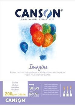 Canson Zeichenblock Imagine C200006007 A3 200 g/m&sup2; wei&szlig; geleimt 50 Blatt