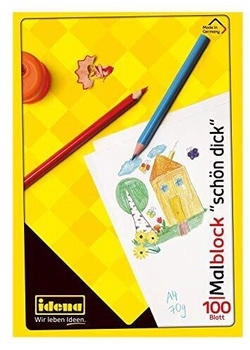 Idena Zeichenblock 10390 Malblock sch&ouml;n dick A4 70 g/m&sup2; wei&szlig; geleimt 100 Blatt