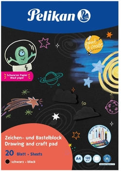 Pelikan Zeichenblock 101578 A4 120g/m² schwarz geleimt 20 Blatt