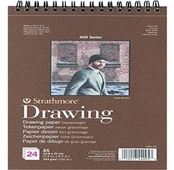 Strathmore Zeichenblock 400 Drawing A5 163 g/m² creme Spiralbindung gekörnt 24 Blatt