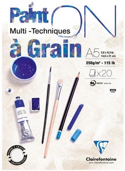 Clairefontaine Zeichenblock PaintON 975048C A5 250 g/m² geleimt weiß gekörnt 20 Blatt