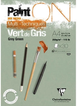 Clairefontaine Zeichenblock PaintON 975705C A4 250 g/m² grüngrau geleimt 30 Blatt