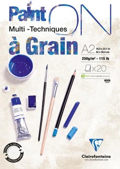 Clairefontaine Zeichenblock PaintON 975051C A2 250 g/m² geleimt weiß gekörnt 20 Blatt