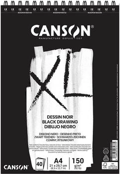 Canson Zeichenblock XL Dessin Noir C400039086 A4 150 g/m² schwarz Spiralbindung 40 Blatt