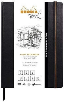 Rhodia Skizzenbuch 116128C Pen und Inkwash Book A4 200 g/m² weiß Fadenbindung Hardcover 32 Blatt