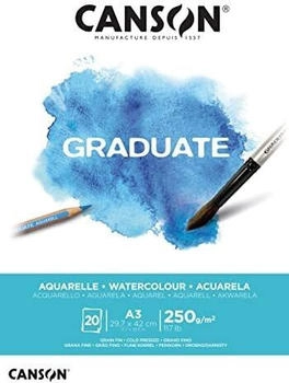 Canson Aquarellpapier Graduate Block A3 250 g/m² weiß geleimt 20 Blatt