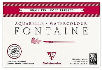 Clairefontaine Aquarellblock feinkörnig Hadern 10x15cm 25 Blatt weiß 96436C