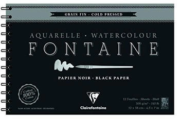 Clairefontaine schwarzes Aquarellpapier Block 12 Blatt 12x18cm - 975310C