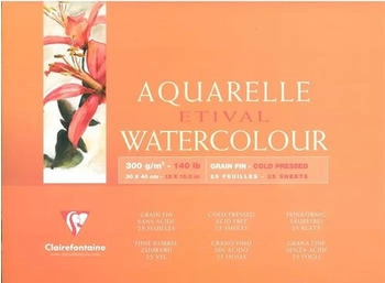 Clairefontaine Etival Aquarellpapier feinkörnig Block 25 Blatt 30x40cm 96472C