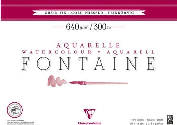 Clairefontaine Aquarellpapier 640g 100% Hadern feinkörnig 10 Bl 36x48cm 96359C
