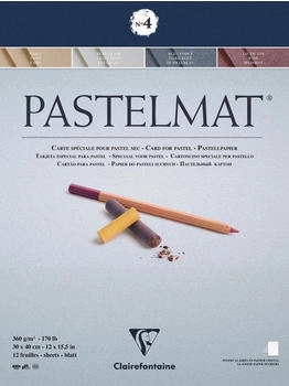 Clairefontaine Pastellblockkopf geleimt 12 Blatt 30x40cm 4 Farben sort. 96112C